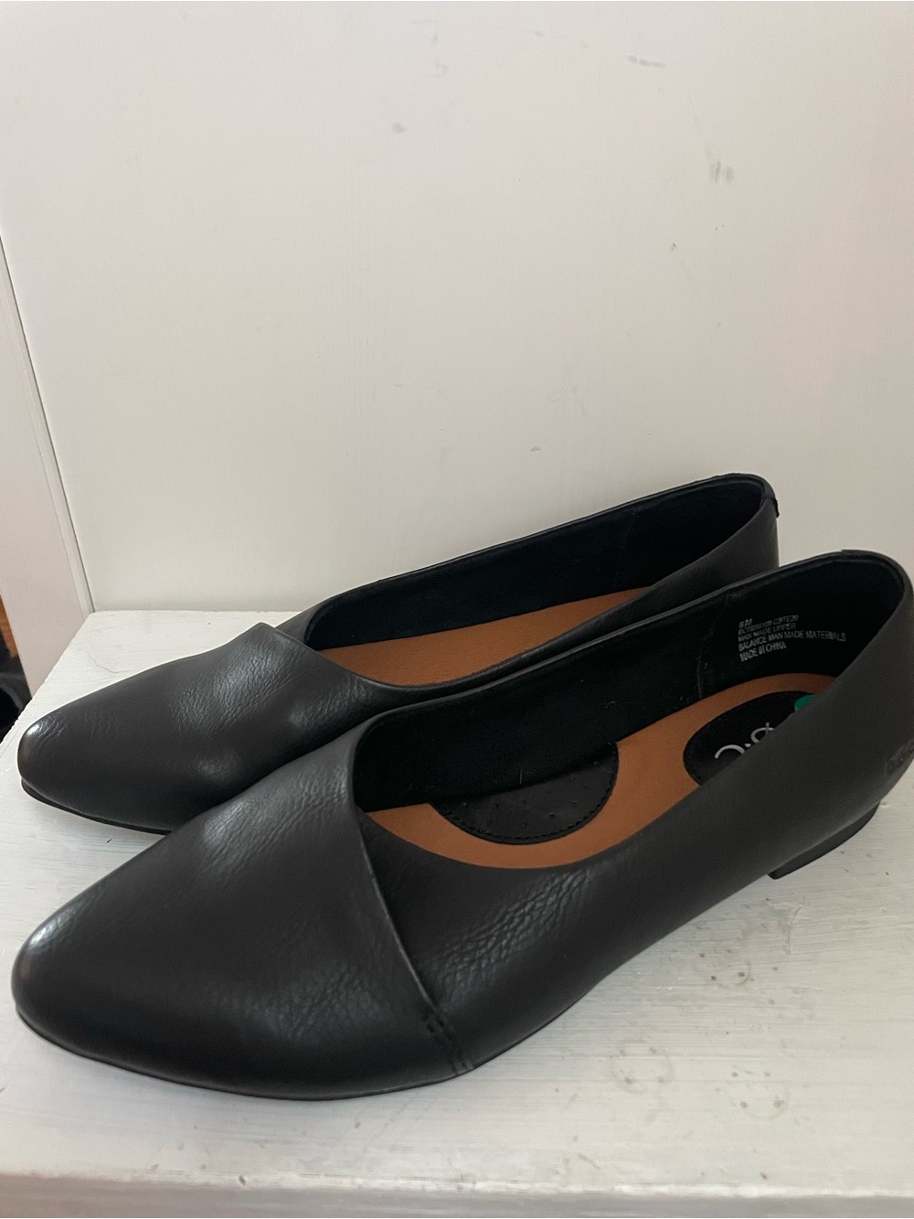 B.O.C. Black Women's Leather-Look Ballet Flats